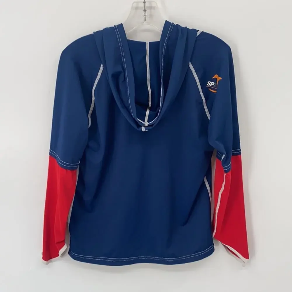 Sun Protection Boys Navy & Red Full Zip Long Sleeve Hoody Size 12